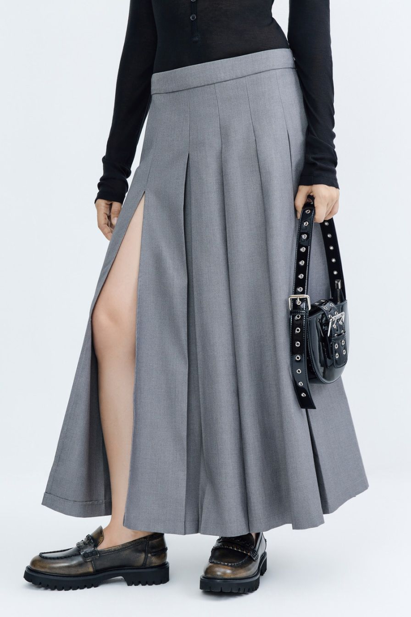 Юбка-миди со складками TOPTOP, цвет: серый, TT.071.15844.800 купить онлайн