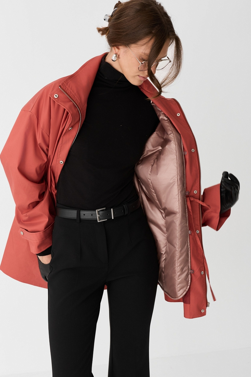 Ветровка из тенсела с хлопком со съемным утеплителем Ricoco, цвет: зимний ягодный, 6061u/1 купить онлайн