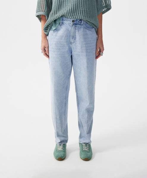 Джинсы-багги средней посадки GLVR, цвет: голубой, 126G26GAC6330 купить онлайн