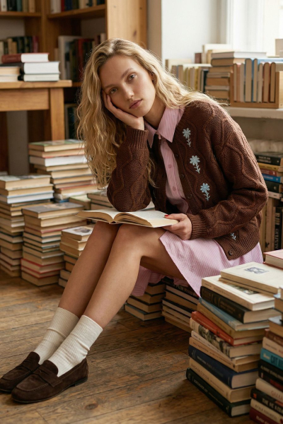 Кардиган из 100% хлопка TOPTOP, цвет: коричневый с принтом, TT.051.18842.701 купить онлайн