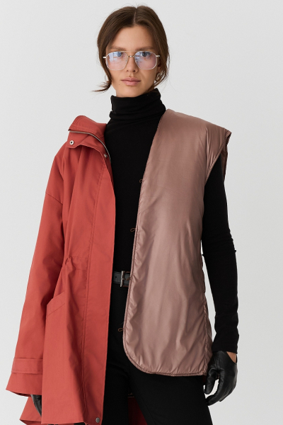 Ветровка из тенсела с хлопком со съемным утеплителем Ricoco, цвет: зимний ягодный, 6061u/1 купить онлайн