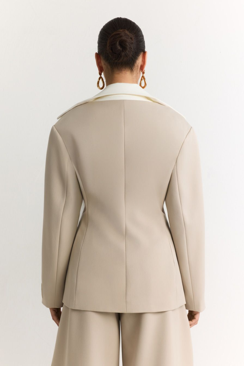 Жакет с контрастным воротником TOPTOP, цвет: бежевый, TT.060.19435.110 купить онлайн