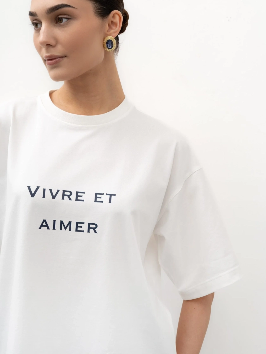 Футболка с надписью TRES, цвет: молочный, НФ-00002760 купить онлайн