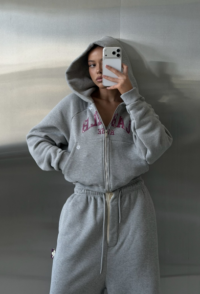 Худи на молнии укороченный Label .B, цвет: серый меланж, Tp.01.3.59GRM купить онлайн