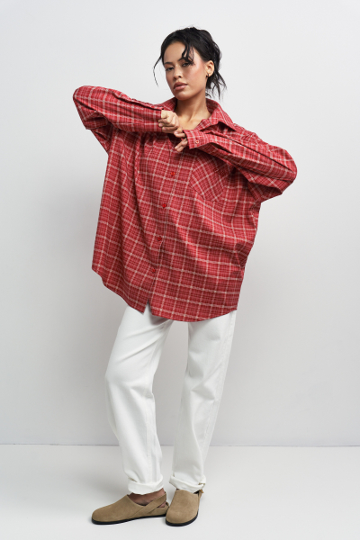 Рубашка в клетку с карманом Волнующий красный Erist store, цвет: красный, НФ-00003258 купить онлайн
