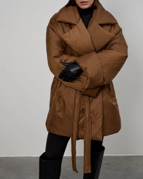 Пуховик PUFFER COAT SHORT TOFFEE YONS, цвет: коричневый, YO-705 купить онлайн