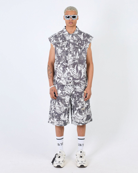 Жилет из денима с принтом ягуар ASIA ST 71, цвет: Черный, Ast71.vest-jaguar-denim купить онлайн