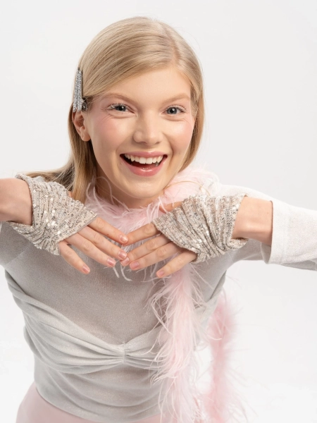 Митенки из пайеток TRES, цвет: Серебряный НФ-00002622 купить онлайн