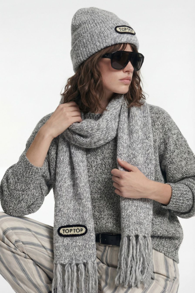 Шапка из переработанного полиэстера TOPTOP, цвет: серый с принтом TT.601.18516.801 купить онлайн