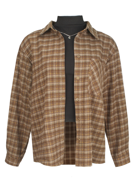 Рубашка в клетку прямого кроя SAGAS, цвет: светло-коричневый, 5100305 купить онлайн