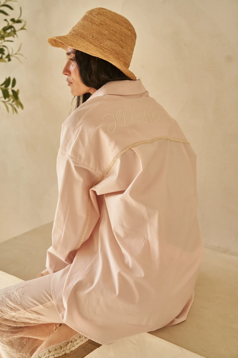 Рубашка Лиссабон с бахромой и вышивкой Journey clothes, цвет: Персиковый,  купить онлайн