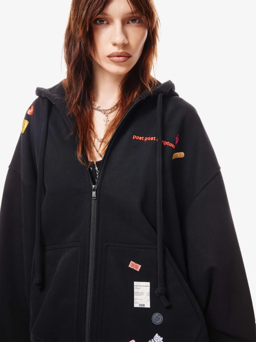 Sticker Pack Зип Худи Оверсайз p.p.s., цвет: Черный, 0716.01.01.BLK купить онлайн