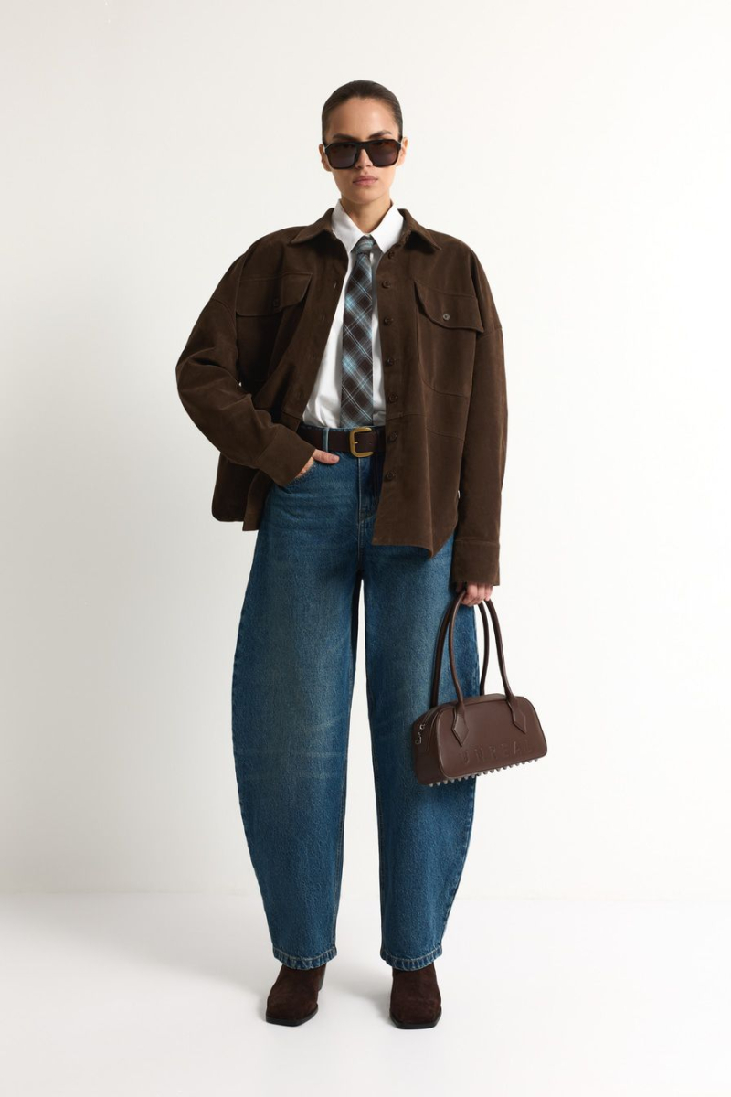 Рубашка из экозамши TOPTOP, цвет: коричневый, TT.021.17921.700 купить онлайн