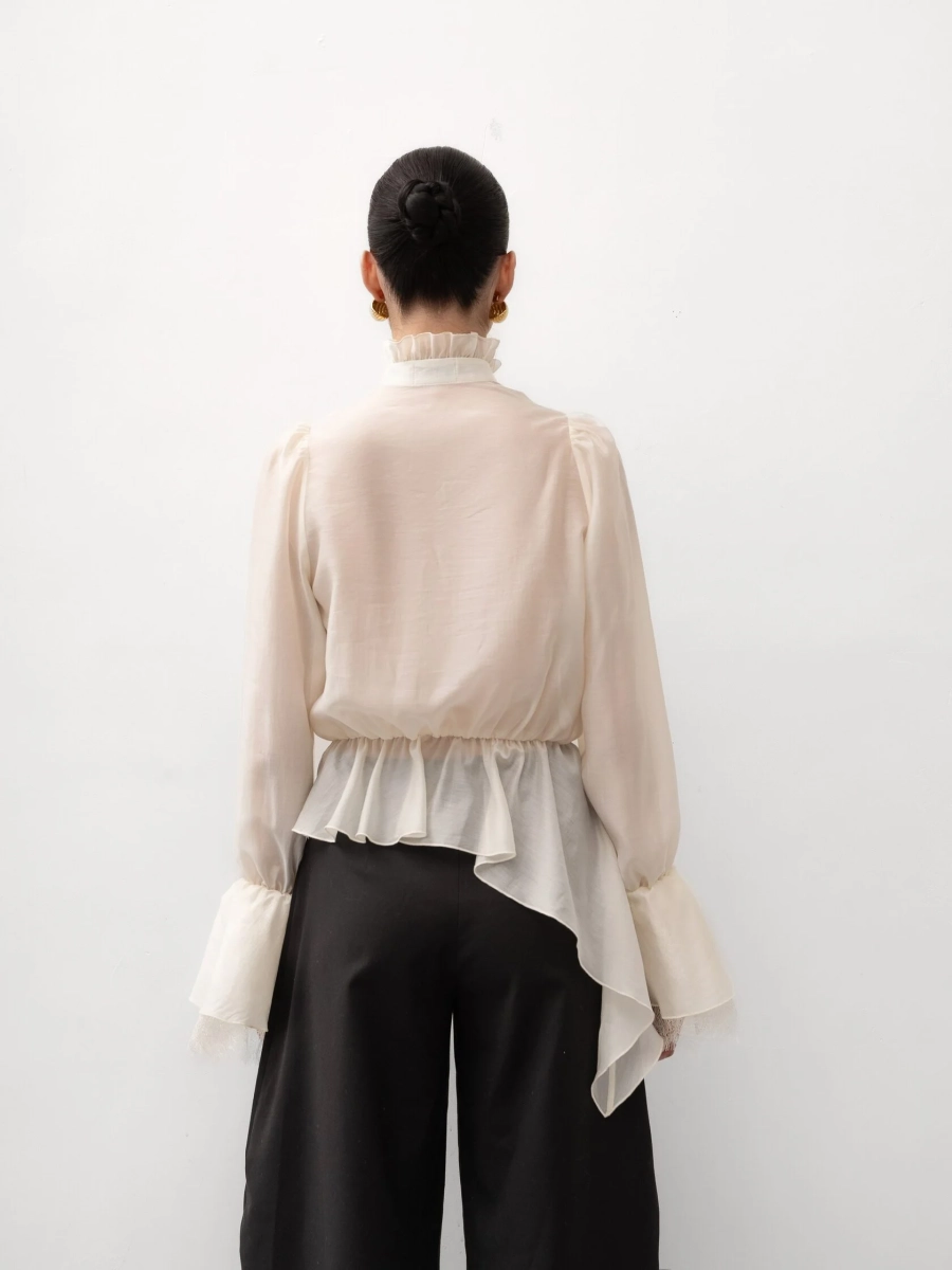 Блуза с кружевом TRES, цвет: молочный, НФ-00001889 купить онлайн