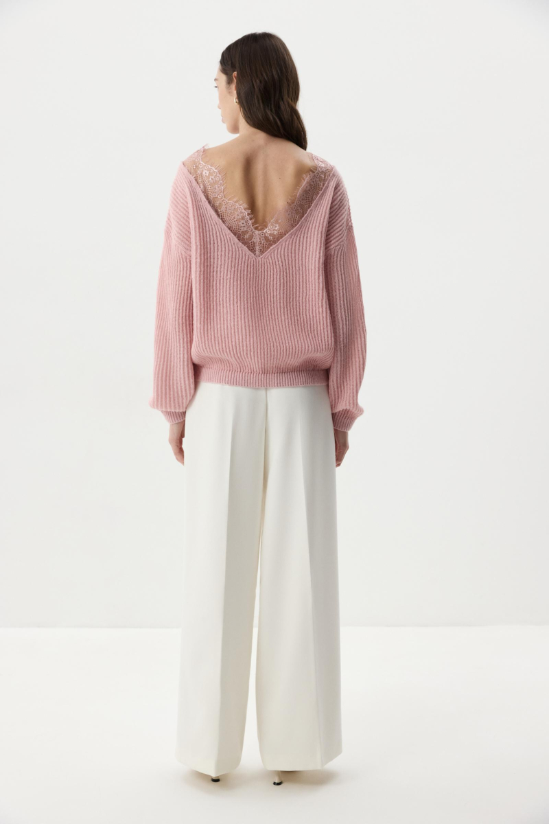 Джемпер с кружевом Charmstore, цвет: розовый, 303-49281-221 купить онлайн