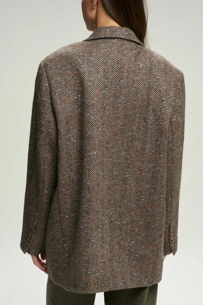 Пальто-жакет "Ёлочка" с мушкой Brown Erist store, цвет: коричневый, НФ-00002560 купить онлайн