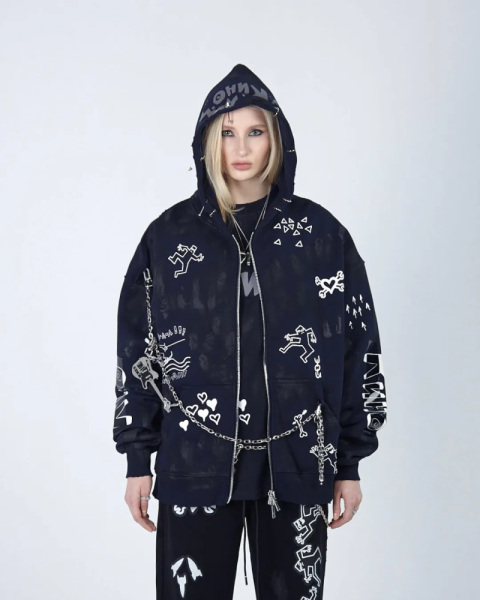 Худи ZIP KINO DRAWINGS 580 GR NAVY