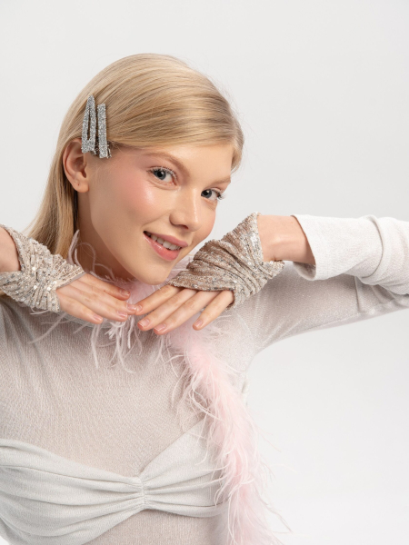 Митенки из пайеток TRES, цвет: Серебряный НФ-00002622 купить онлайн