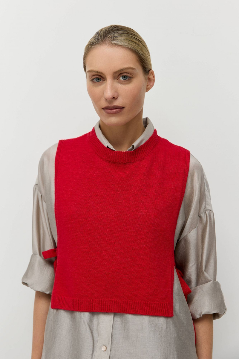 Манишка из смесового кашемира с завязками AROUND, цвет: красный 1611_07C025 купить онлайн