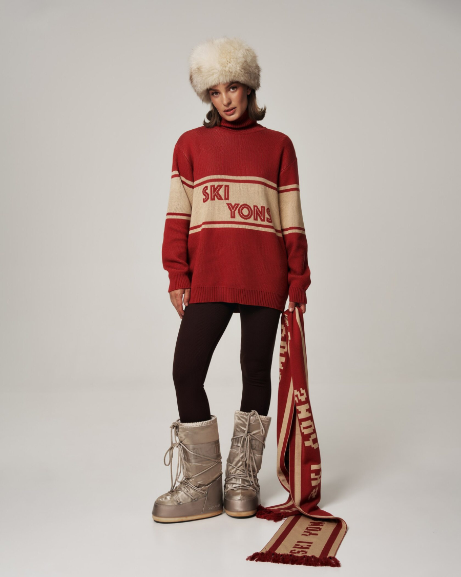 Свитер SKI YONS YONS, цвет: бежевый/красный, YO-748 купить онлайн