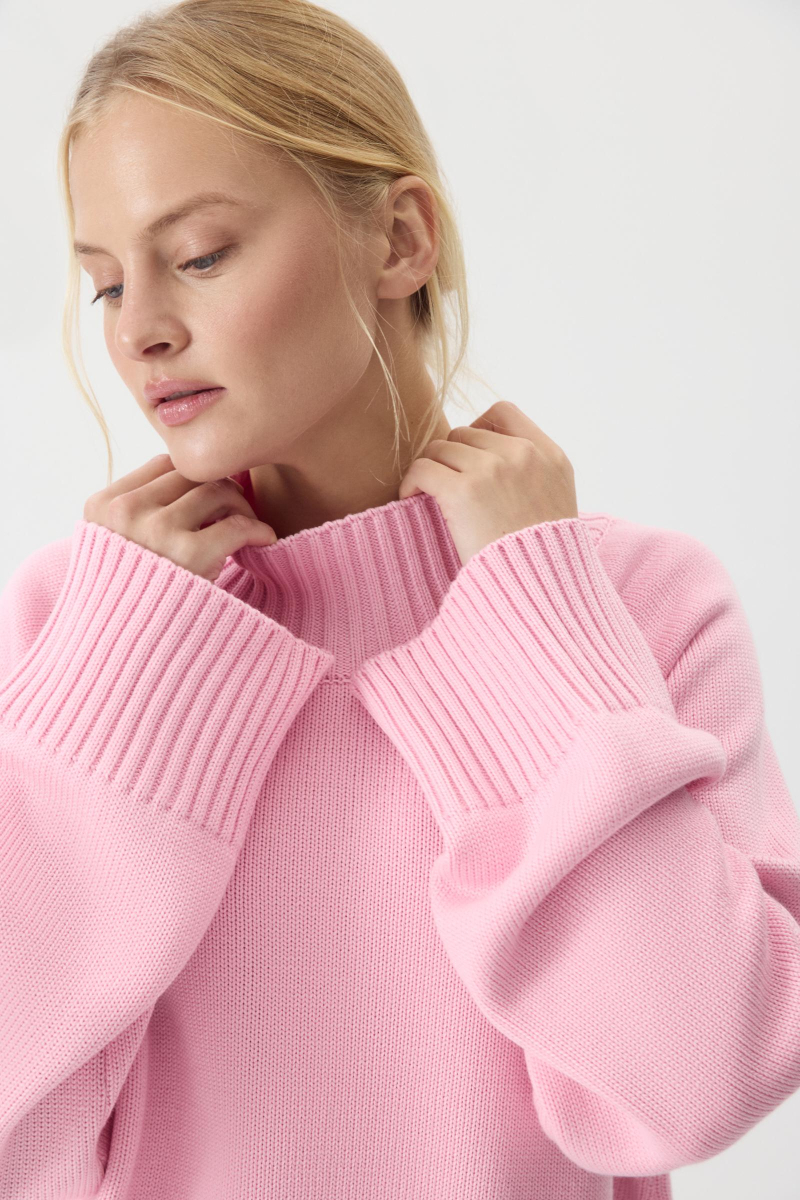 Свитер с широкой стойкой из хлопка Charmstore, цвет: розовый, 303-41486-221 купить онлайн