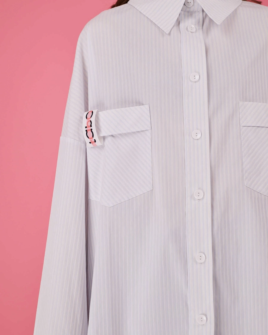 Рубашка макси оверсайз #25 TABOO, цвет: белый с голубым, Rub25 купить онлайн