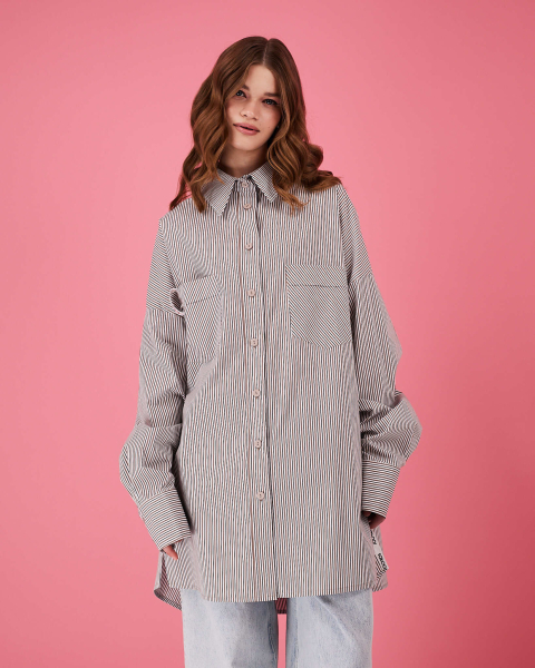 Рубашка макси овер #35 TABOO, цвет: черно-белый, Rub35 купить онлайн