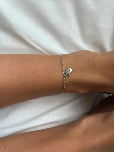 Серебряный браслет на цепочке на ногу «Черепашка» SBLESKOM, цвет: серебро, 12099 купить онлайн