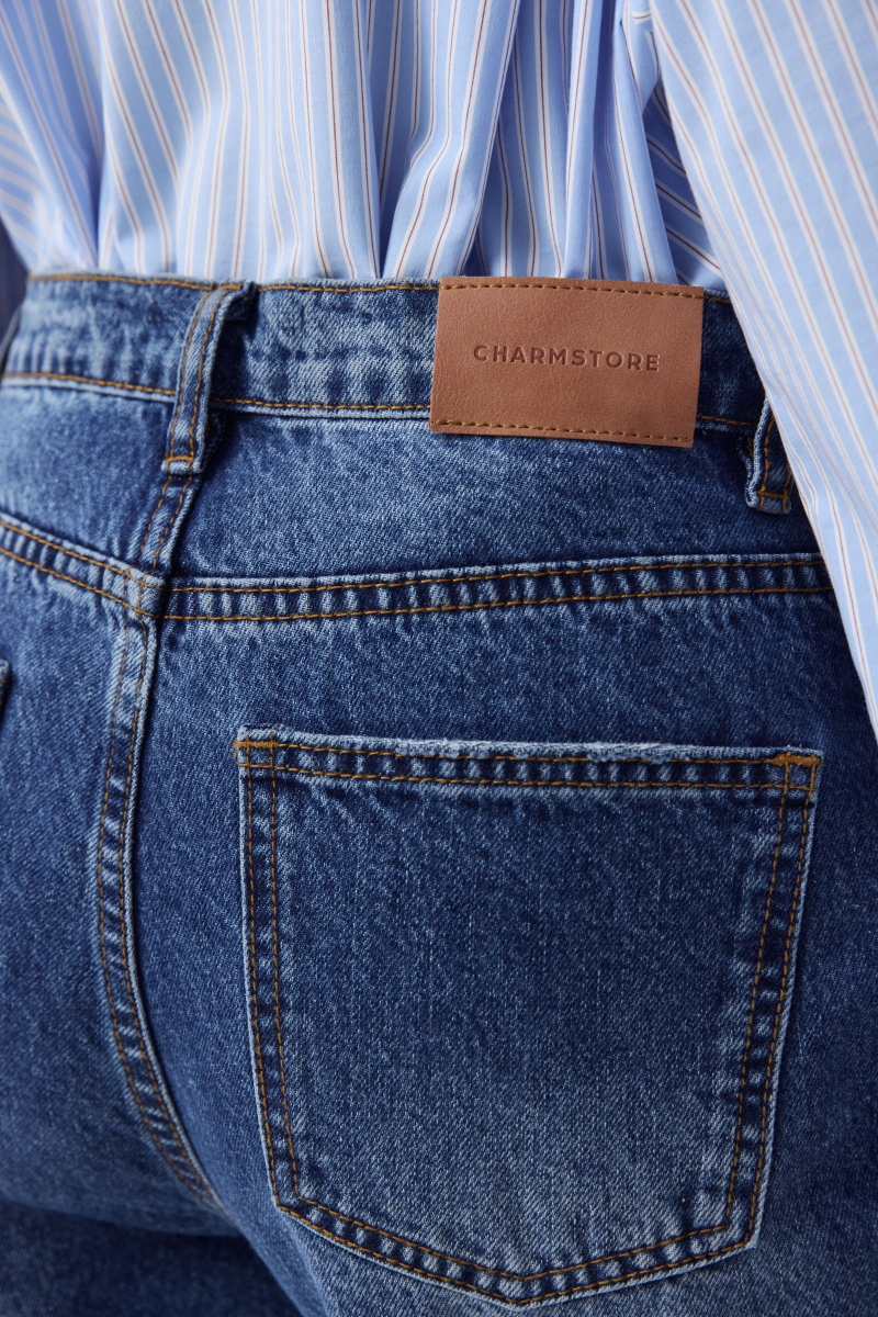 Джинсы с необработанным низом Charmstore, цвет: синий, 401-375101-666 купить онлайн