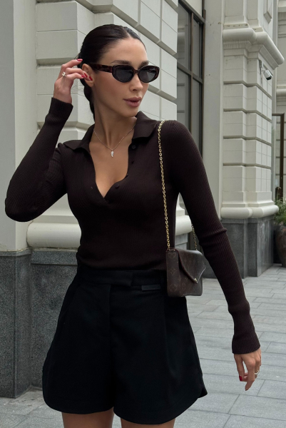 Лонгслив поло вязаный BROWN Label .B, цвет: BROWN,  купить онлайн