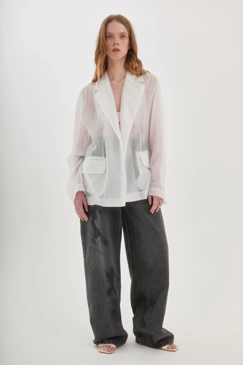 Полупрозрачная блуза-жакет UNKE, цвет: белый, 2502J003V_WH купить онлайн