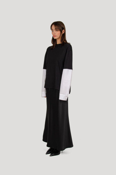 Футболка с рукавами рубашки FLIGEL, цвет: BLK/WHT, LSS.003.431 купить онлайн