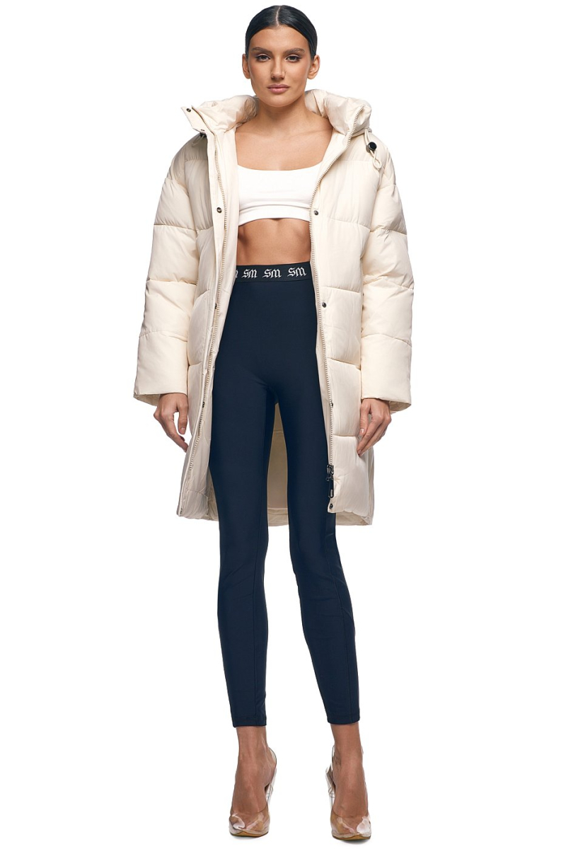 Пуховик удлинённый с капюшоном