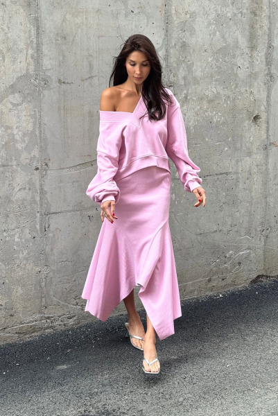 Юбка с клиньями из фактурного трикотажа LIGHT PINK Label .B, цвет: LIGHT PINK,  купить онлайн