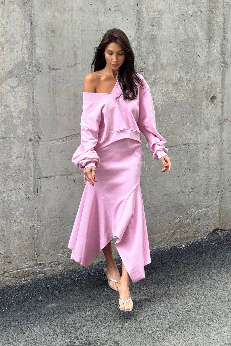 Юбка с клиньями из фактурного трикотажа LIGHT PINK Label .B, цвет: LIGHT PINK,  купить онлайн