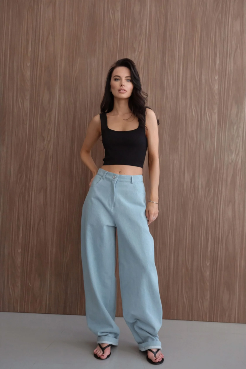 Джинсы оверсайз "Небо"