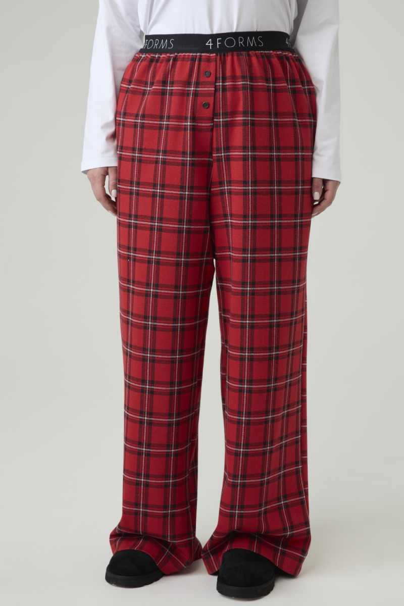 Брюки в клетку удлиненные 4forms, цвет: красный, 00020029 купить онлайн