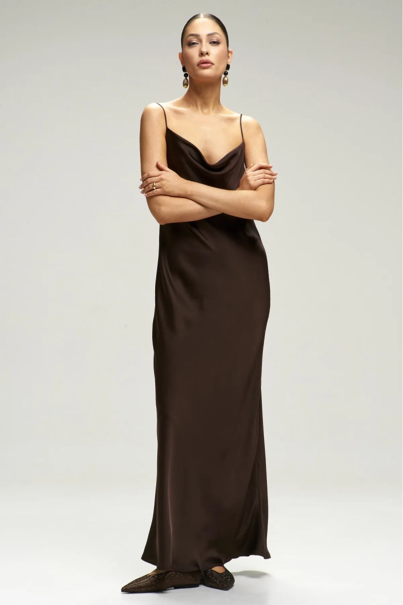 Платье-комбинация на тонких бретелях Choco Erist store, цвет: шоколадный, НФ-00002954 купить онлайн