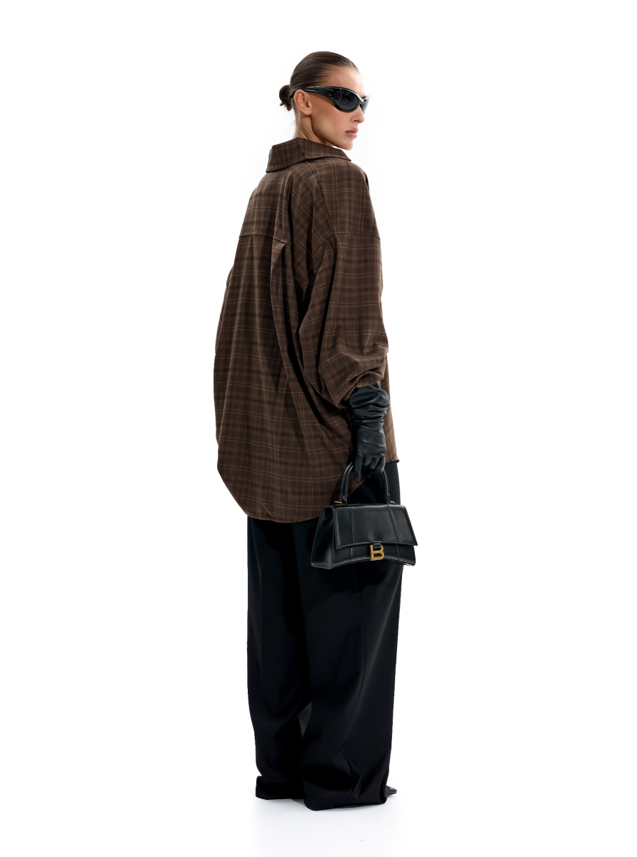 Объемная рубашка в клетку ANOTHER SELECT, цвет: коричневый, 00024 купить онлайн