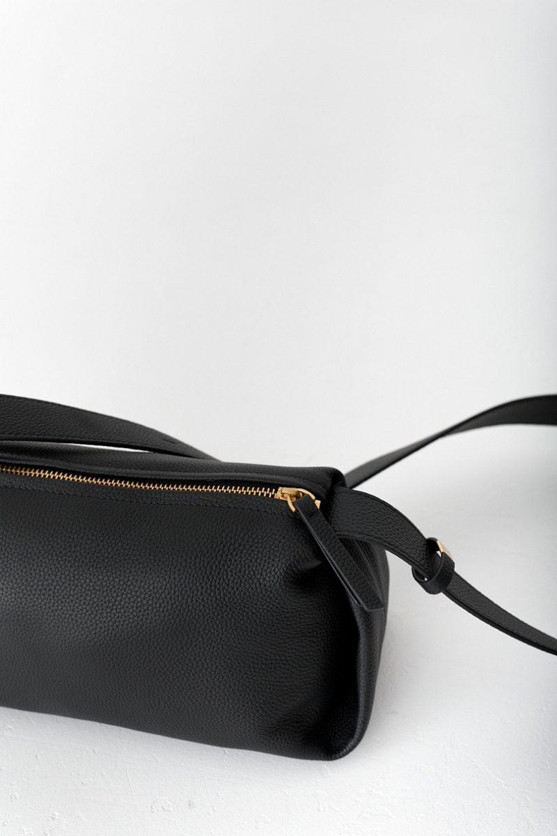 Сумка-хобо из зернистой кожи Ricoco, цвет: Черный bag12/1 купить онлайн