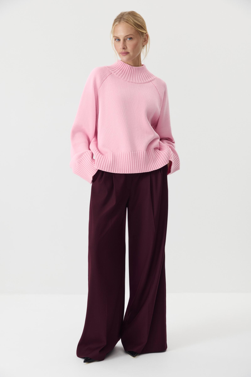 Свитер с широкой стойкой из хлопка Charmstore, цвет: розовый, 303-41486-221 купить онлайн