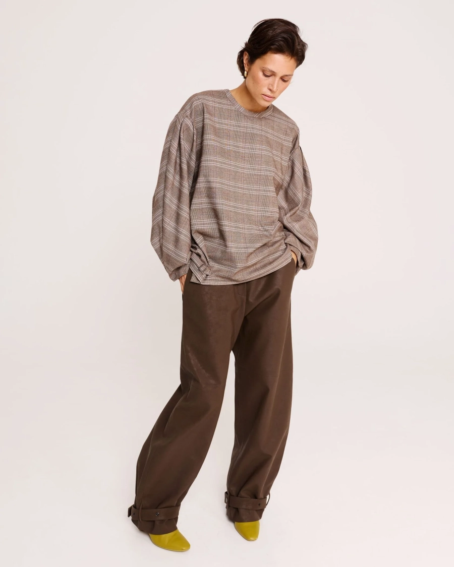 Блуза с объёмными рукавами в клетку Anmuse, цвет: разноцветный, BL25W196-DM-1 купить онлайн