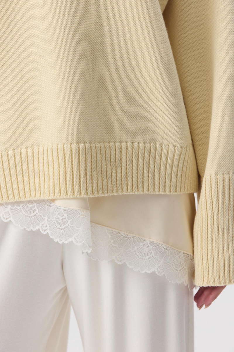 Джемпер из мериносовой шерсти с круглым вырезом Charmstore, цвет: Сливочный, 303-44798-121 купить онлайн