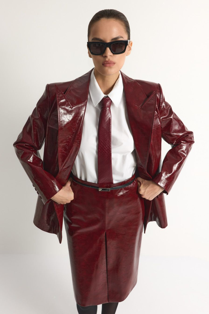 Галстук из экокожи TOPTOP, цвет: Бордовый TT.615.18100.330 купить онлайн