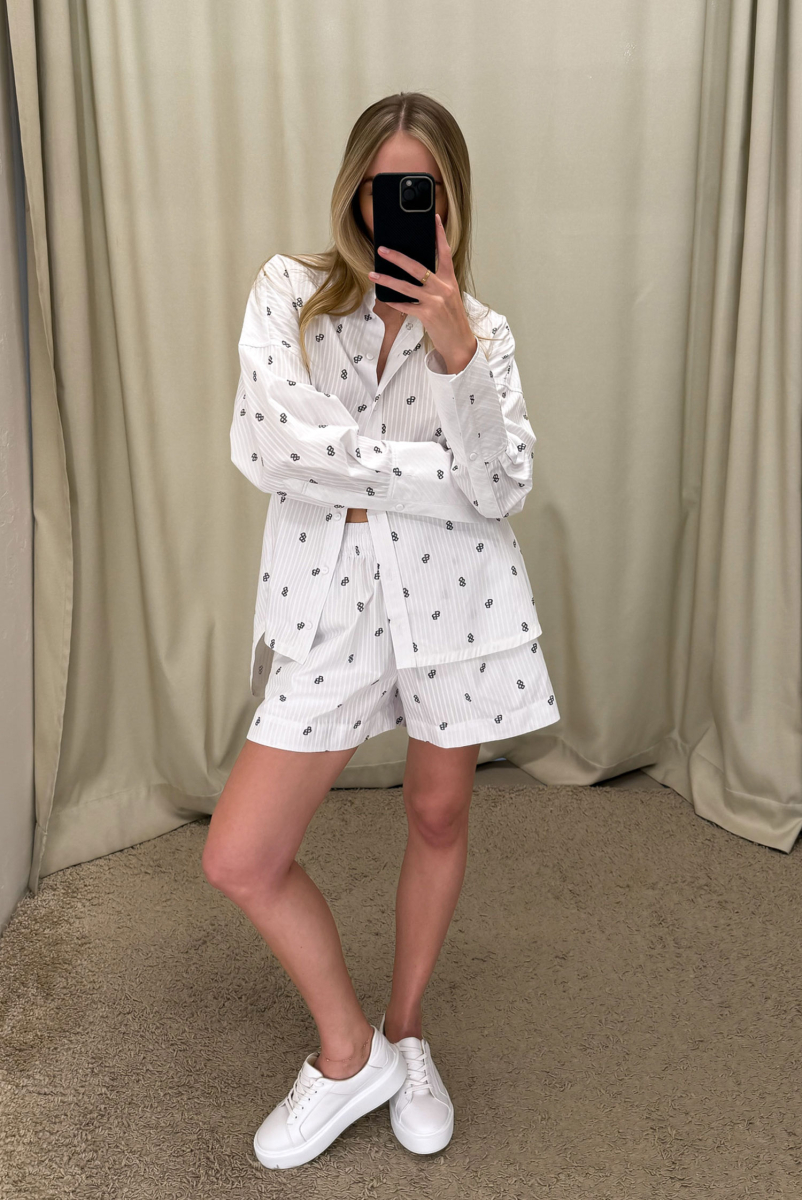 Рубашка объемная из хлопка с паттерном WHITE Label .B, цвет: WHITE, ТР.06.4.0424/5WH купить онлайн