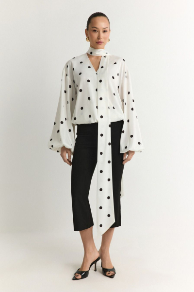Блуза с принтом «горох» TOPTOP, цвет: молочный с принтом, TT.020.18396.121 купить онлайн