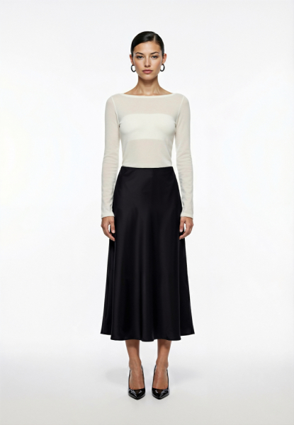 Юбка миди из атласа