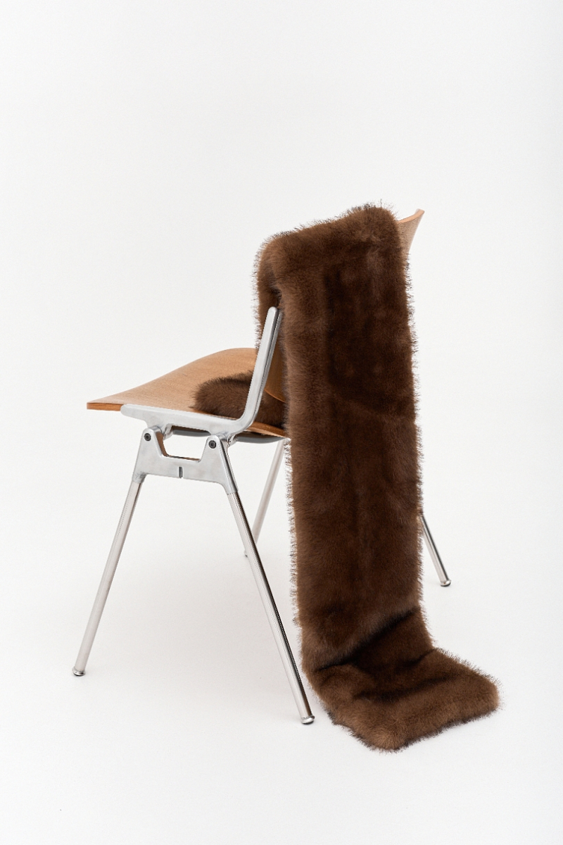 Шарф из экомеха с подкладом Ricoco, цвет: шоколадный 7004/1 купить онлайн