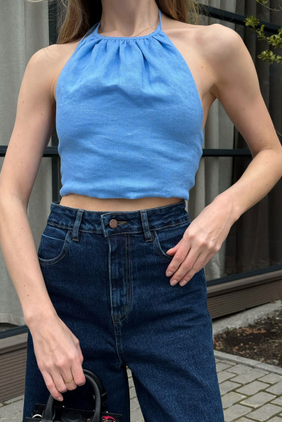 Топ на завязках изо льна LIGHT BLUE Label .B, цвет: LIGHT BLUE Tp.07.2LBL |новая коллекция купить онлайн