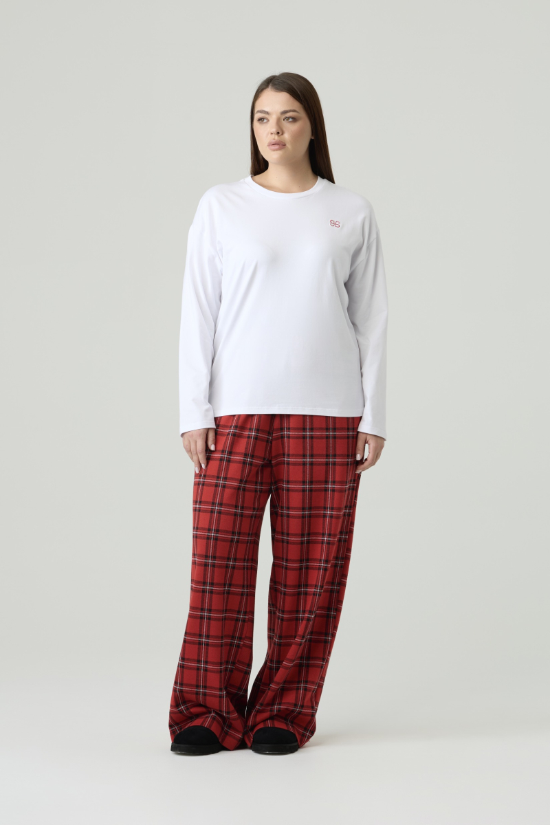 Брюки в клетку удлиненные 4forms, цвет: красный, 00020029 купить онлайн